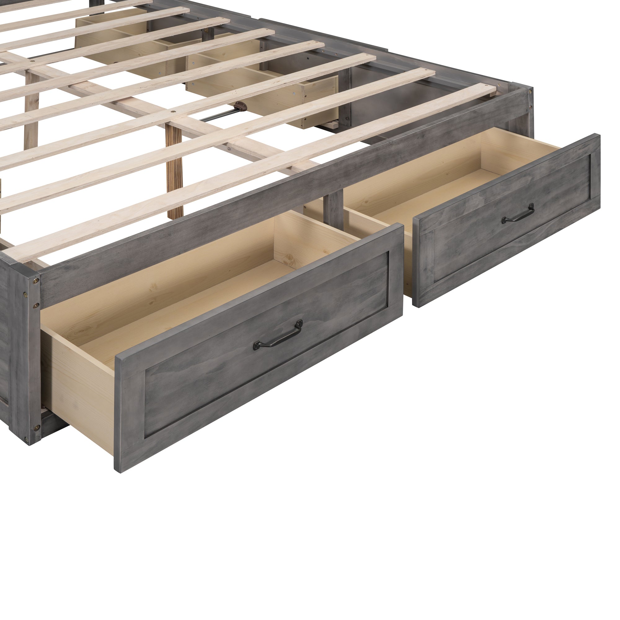 Queen Size Platform Bed with 6 Storage Drawers,Antique Gray - Atlantic Fine Furniture Melbourne FL