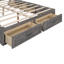 Queen Size Platform Bed with 6 Storage Drawers,Antique Gray