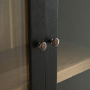 Mid Century Modern Style Tall Display Cabinet With Glass Doors For Collectibles - Black