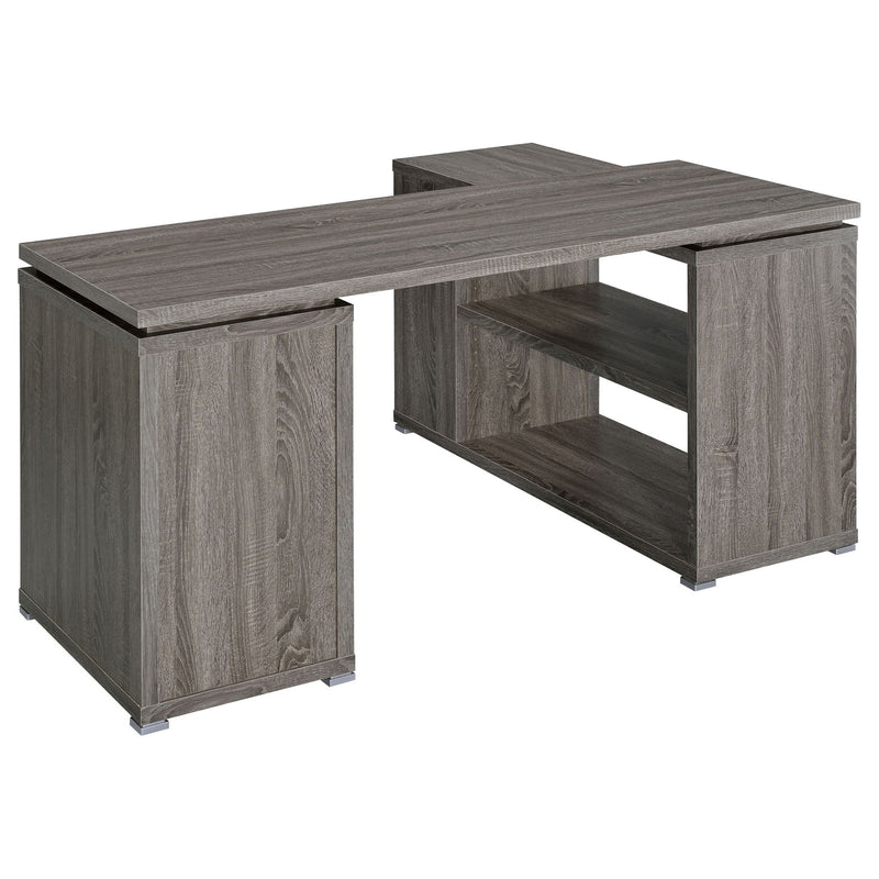 Transitional L Shape Computer Desk With Multiple Storage And Built In File Cabinet
