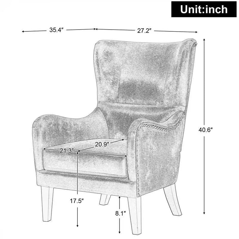 Hi-Back Studded Chair, Arm Chair, Living Room, Study And Bedroom