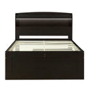 Full XL Size Platform Bed with Storage LED Headboard, Charging Station, Twin Size Trundle and 2 Drawers, Dark Brown