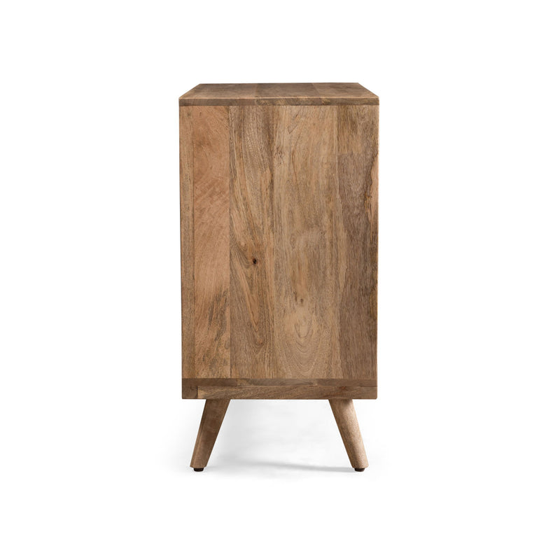 Mid Century Modern Mango Wood 3 Drawer Chest With 3D Tile Weave Design - Natural
