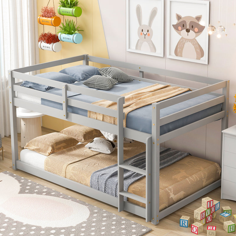 Twin over Twin Floor Bunk Bed,Grey(New SKU:W504P148536)