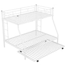 Twin over Full Bed with Sturdy Steel Frame, Bunk Bed with Twin Size Trundle, Two-Side Ladders, White(OLD SKU:MF194424AAK)