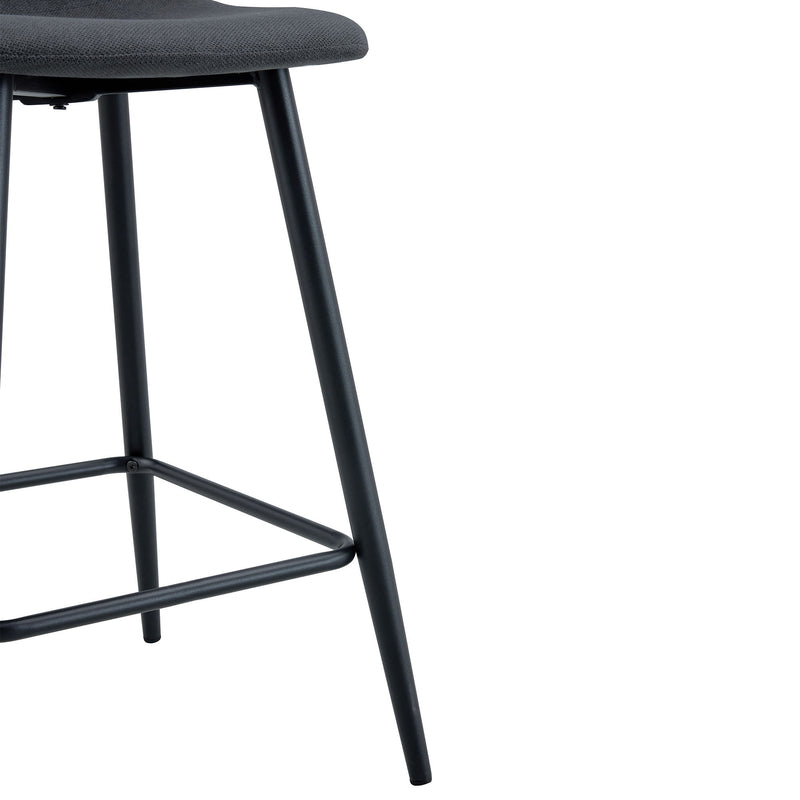 Modern Black Pu Bar Chair Rounded Backrest (Set of 2)