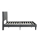 Upholstered Platform Bed Frame With Headboard, Wood Slat Support