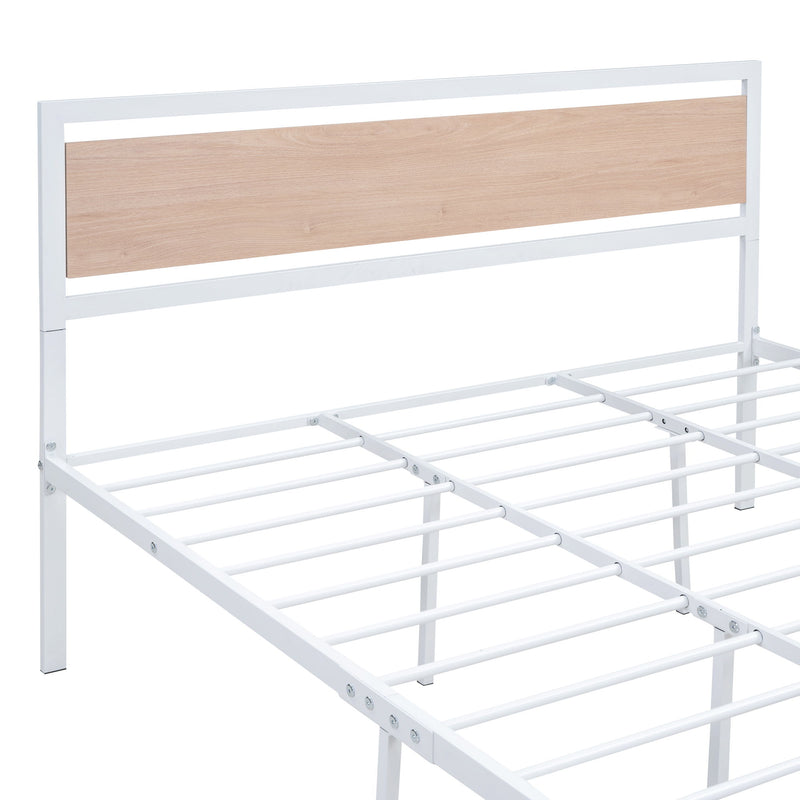 Platform Bed, Metal And Wood Bed Frame With Headboard And Footboard