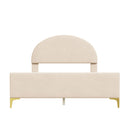 Upholstered Platform Bed With Classic Semi-Circle Shaped Headboard