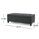 Contemporary Storage Ottoman With Tufted Top - Dark Gray