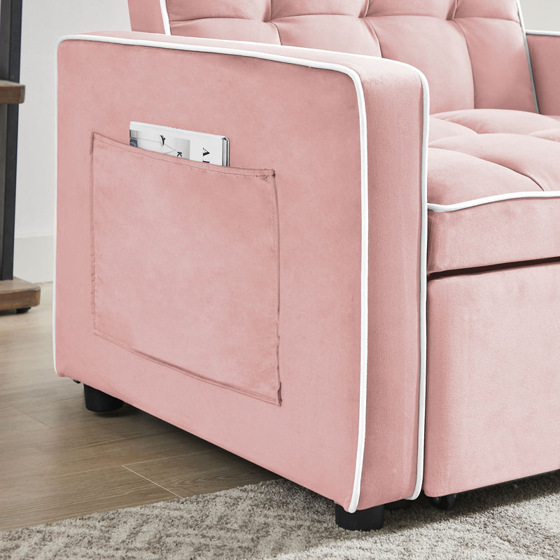 Modern Velvet 3 In 1 Sofa Bed Chair, Adjustable Recliner