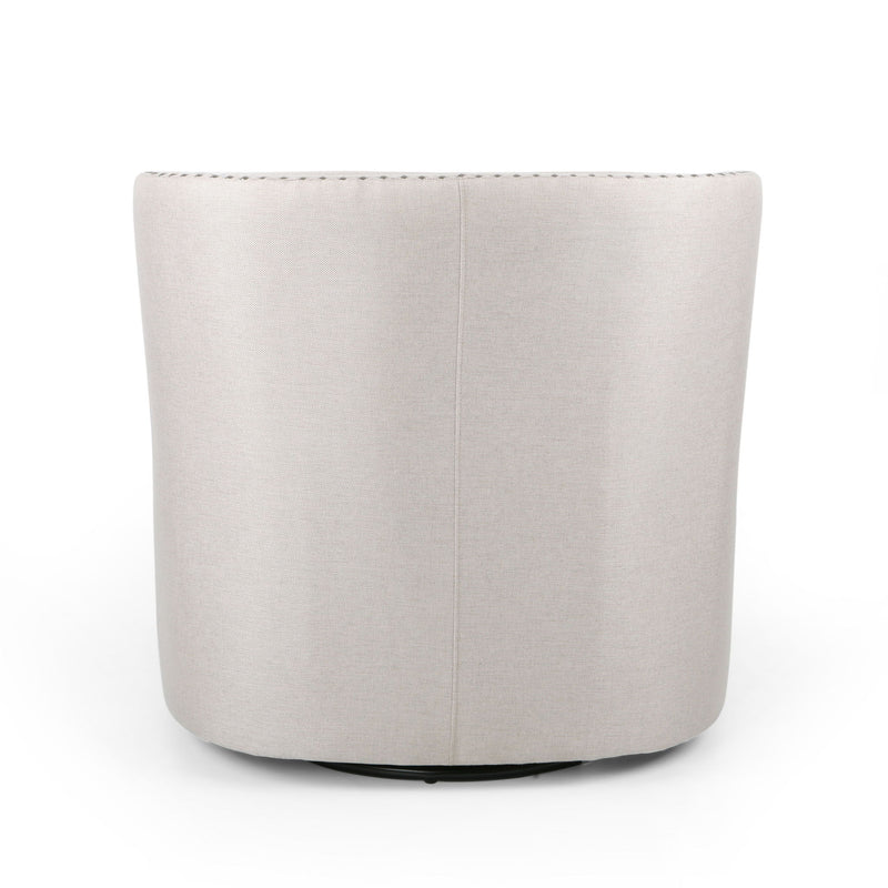 Modern Upholstered Swivel Club Chair With Nailhead Trim