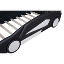 Race Car Shaped Twin Platform Bed With Wheels, Pine Wood Construction