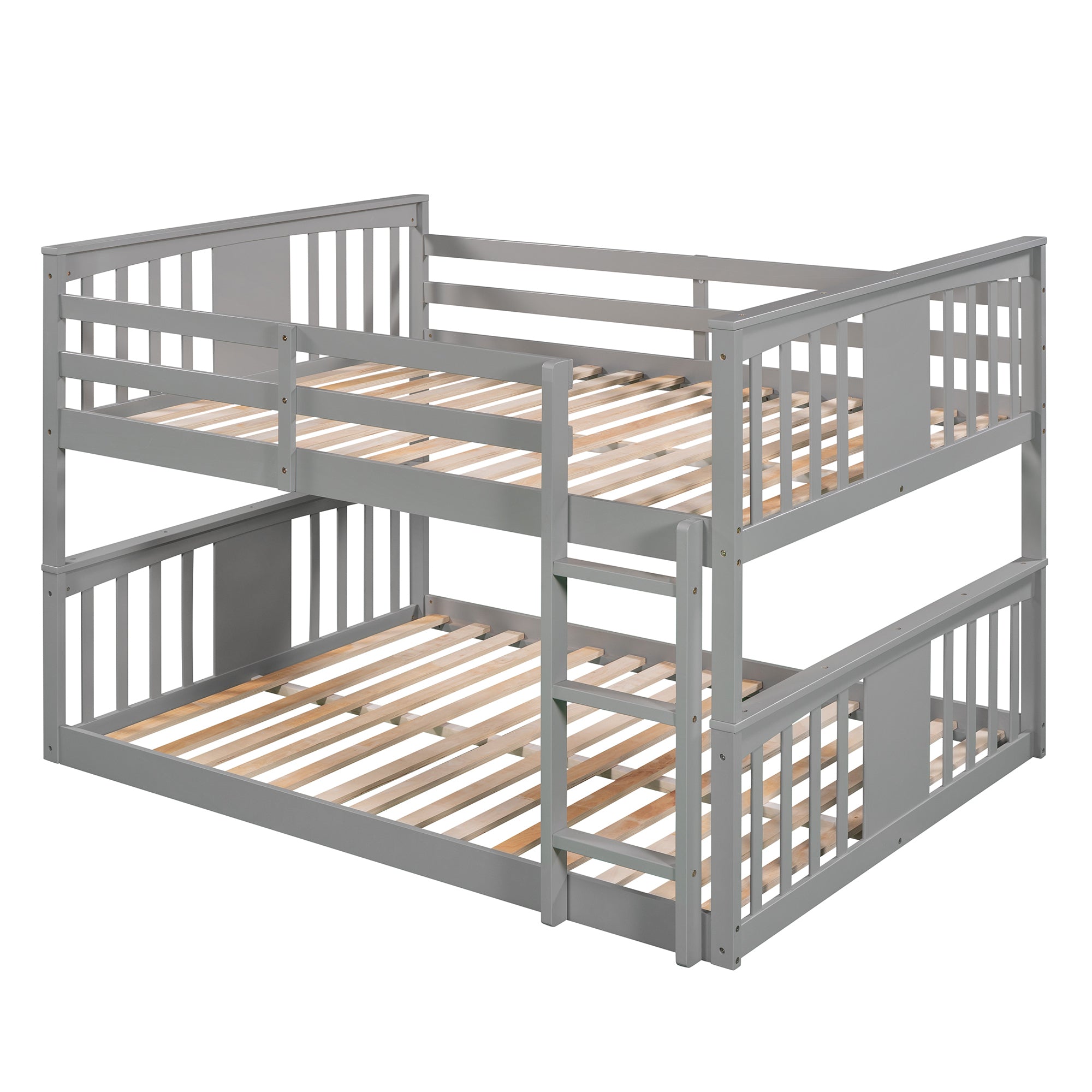 Full Over Full Bunk Bed with Ladder, Gray (Old SKU :LP000207AAE)