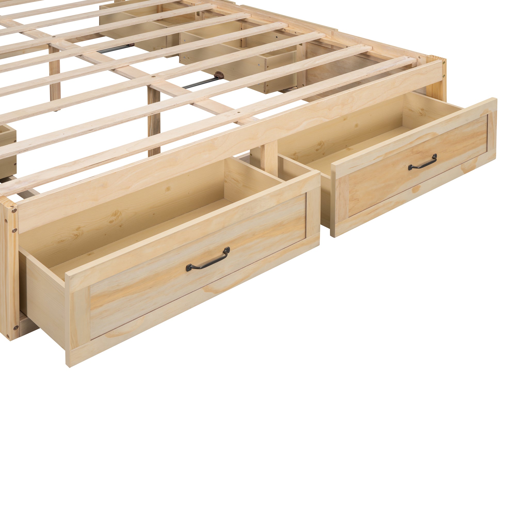 Full Size Platform Bed with 6 Storage Drawers,Antique Natural - Atlantic Fine Furniture Melbourne FL