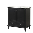 30" Bathroom Vanity With Sink Combo, Multi Functional Bathroom Cabinet With Doors And Drawer - Black