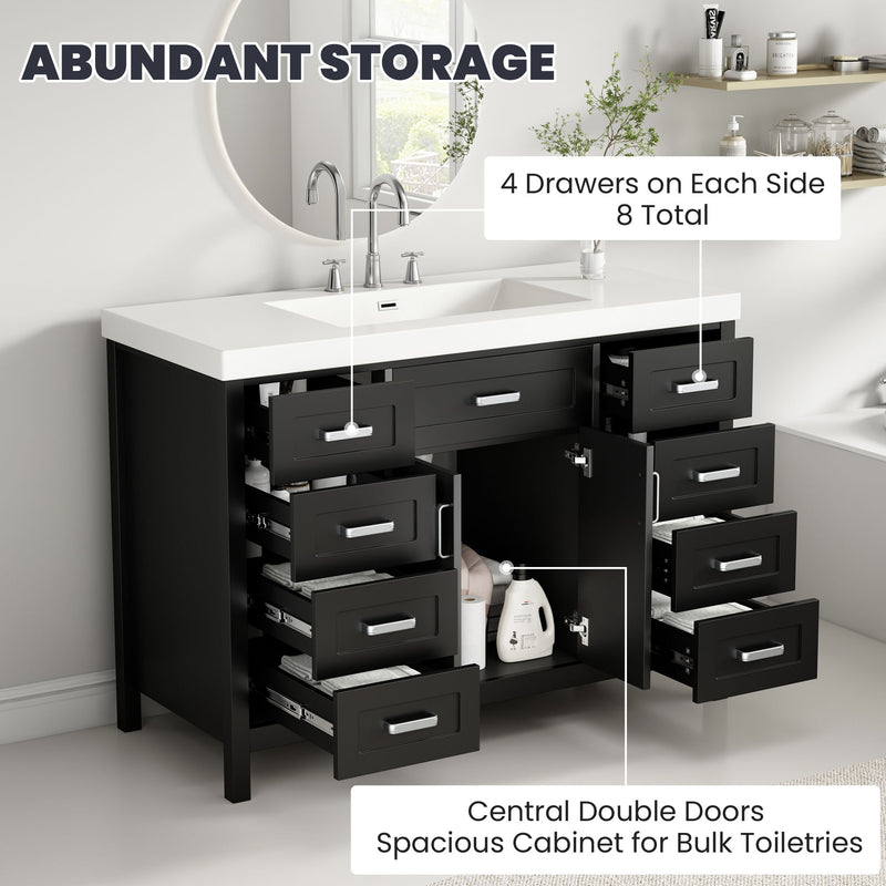Bathroom Vanity Cabinet Only With 2 Soft Close Doors And 8 Drawers