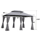 13 0 Ft Outdoor Patio Gazebo Canopy Tent With Ventilated Double Roof And Side Wall (Detachable Curtain Included On All Sides) Suitable For Lawn Garden Backyard And Deck - Gray