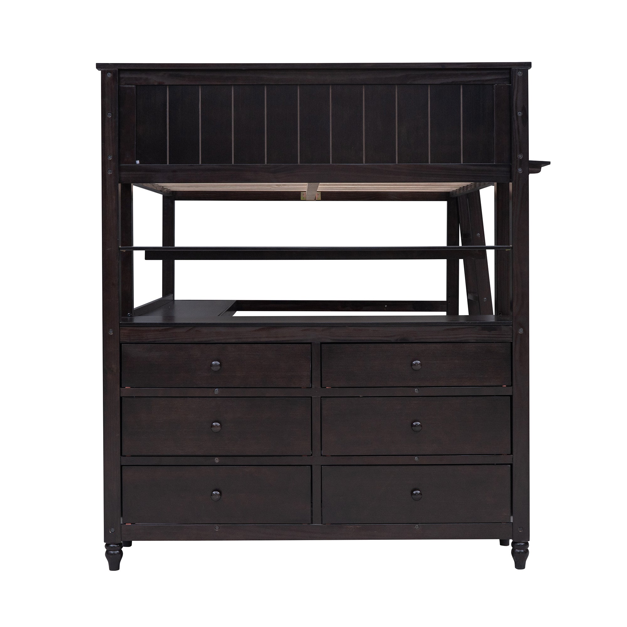 Full size Loft Bed with Drawers and Desk, Wooden Loft Bed with Shelves - Espresso(OLD SKU:LT001529AAP) - Atlantic Fine Furniture Melbourne FL