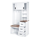 Modern Wide Hall Tree With Coat Rack, 3 Shelves And Drawers, 3 Sturdy Hooks