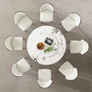Round Dining Table With 360° Rotating Lazy Susan Scratch & Heat For Dining Room & Kitchen, Table Only - White