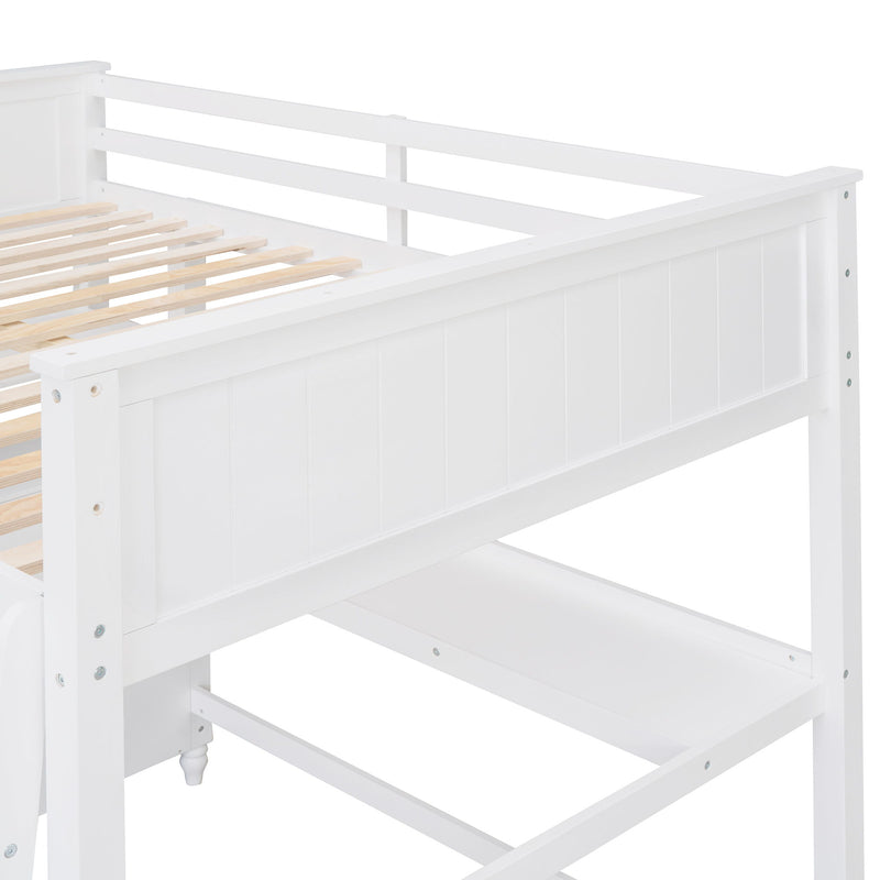 Loft Bed With Drawers With Desk And Shelves