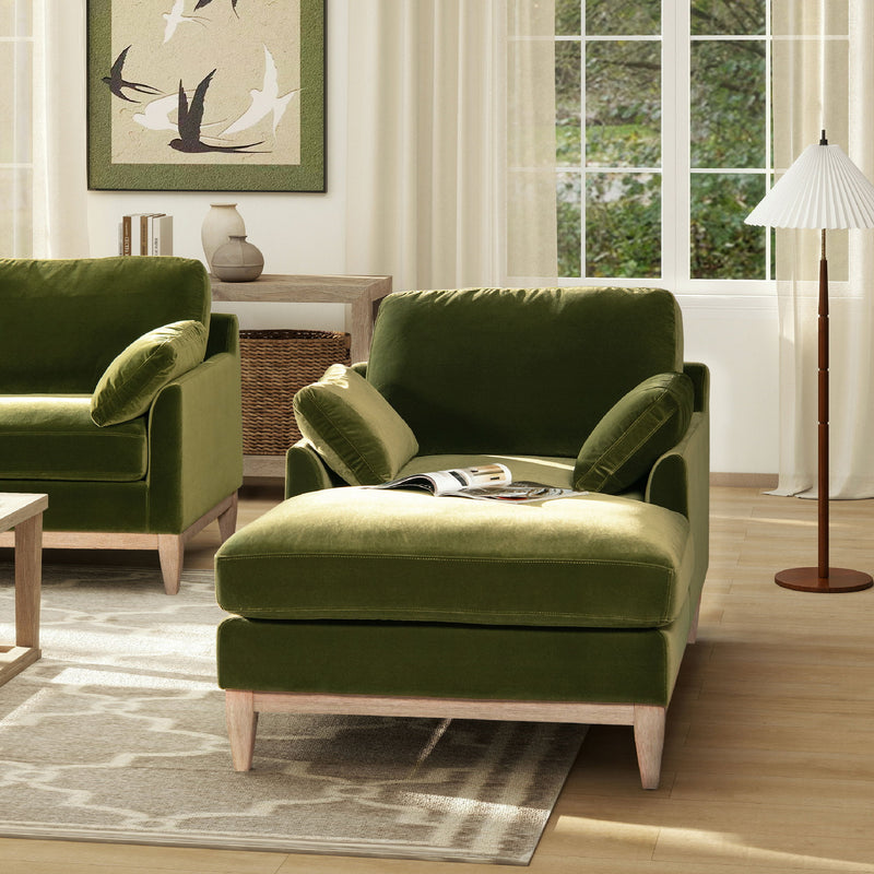 Pasadena - Modern Farmhouse Chaise Lounge Chair - Olive Green