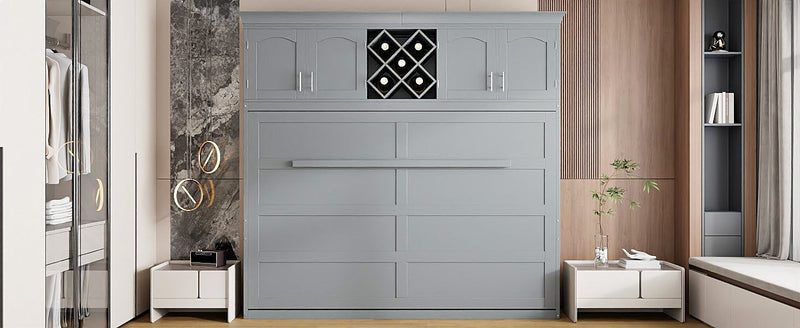 Murphy Wall Bed With Top Cabinets & Wine Rack