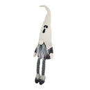 Sitting Gnome With Ghost Hat, For Halloween Decor - Black White