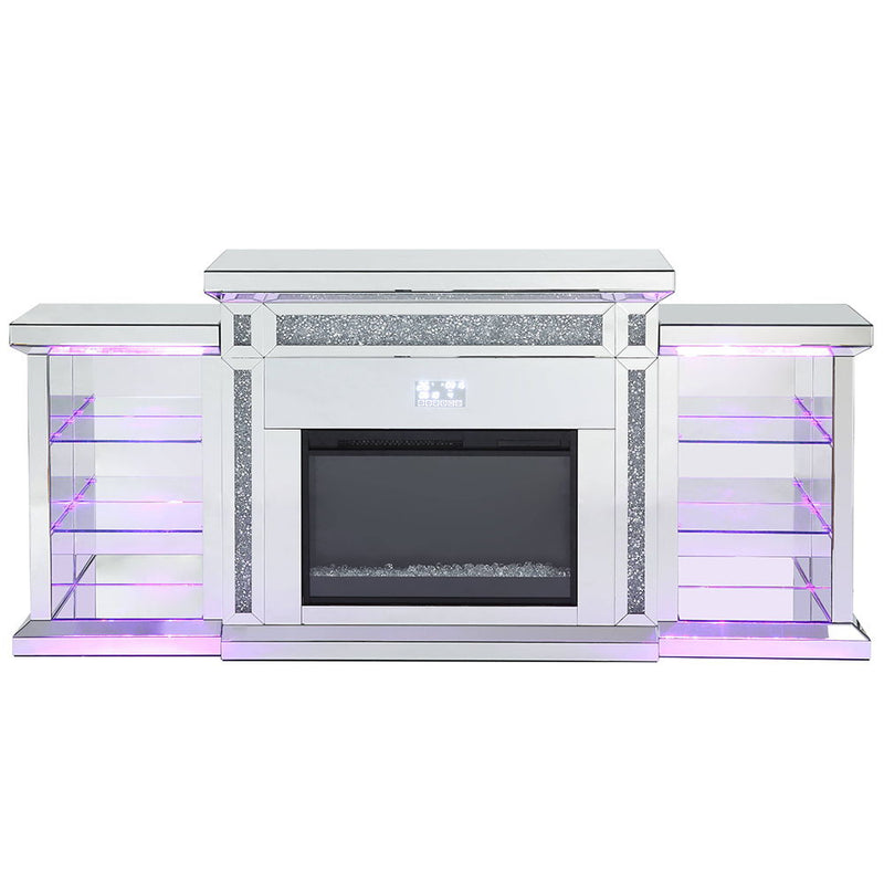 Noralie - Fireplace With LED & Bluetooth - Mirrored & Faux Diamonds