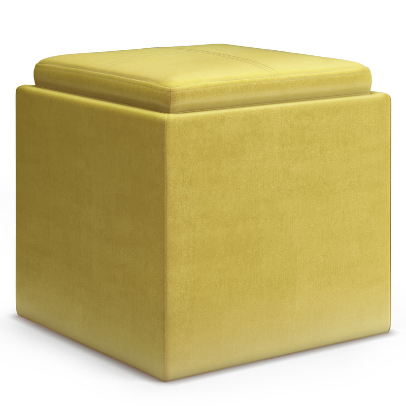 Rockwood - Upholstered Cube Storage Ottoman With Tray