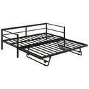 Industrial Metal Daybed With Adjustable Pop Up Trundle And LED Strip