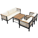 4 Pieces Outdoor Sectional Sofa Set 5 Person Patio Seating Group Outdoor Conversation Set With Cushions And A Coffee Table For Patios
