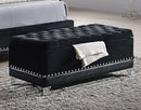 Barzini - Velvet Upholstered Tufted Storage Bench - Black