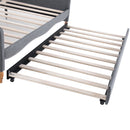 Full Size Vintage Upholstery Daybed with Trundle,Gray