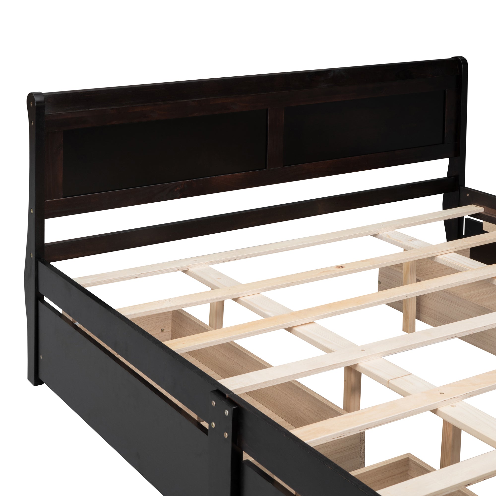 Queen Size Wood Platform Bed with 4 Drawers and Streamlined Headboard & Footboard, Espresso - Atlantic Fine Furniture Melbourne FL