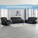 Home Theater Recliner Set Manual Recliner Chair With A LED Light Strip Two Built-In Cup Holders For Living Room