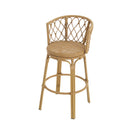 Bohemia - Outdoor Brown Wicker Bar Stool (Set of 2) With Metal Frame And Faux Rattan - Light Brown