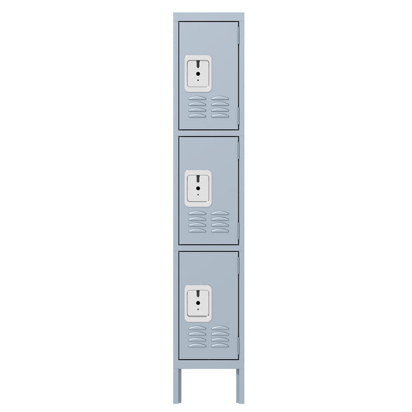 Lockers For Employees With 3 Door Storage Locker Durable For Gym, School, Office - Gray
