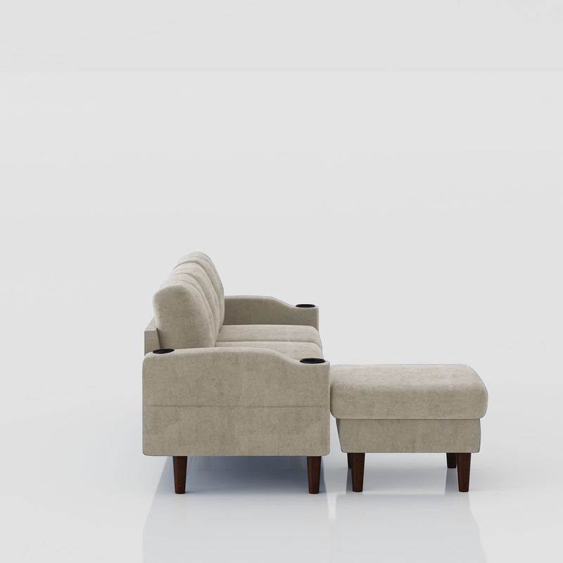 3 Seater Convertible Combination L Shaped Sofa With Footstools With Storage