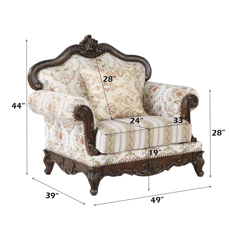 Nayla - Chair - Pattern Fabric & Walnut Finish - Atlantic Fine Furniture Inc