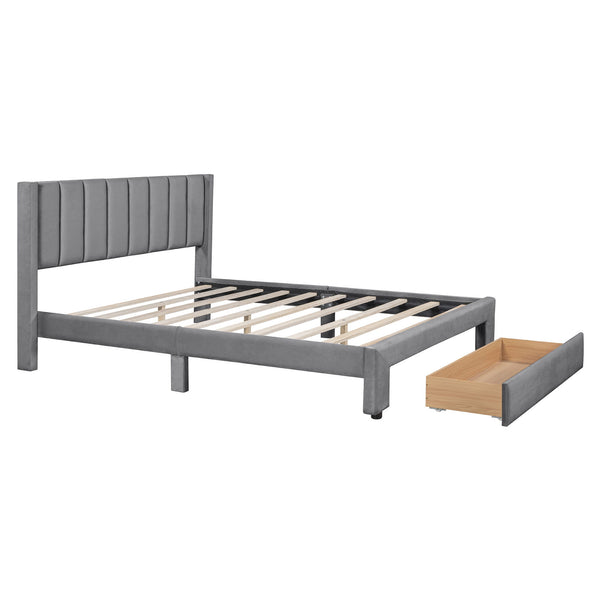 Storage Elegant Upholstered Platform Bed With Drawer