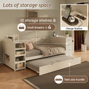 Daybed With Side Shelves, Multi Functional Desk & Charging Station