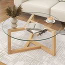 Round Glass Coffee Table Modern Cocktail Table