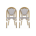 Outdoor Rattan And Aluminum French Bistro Chair Set