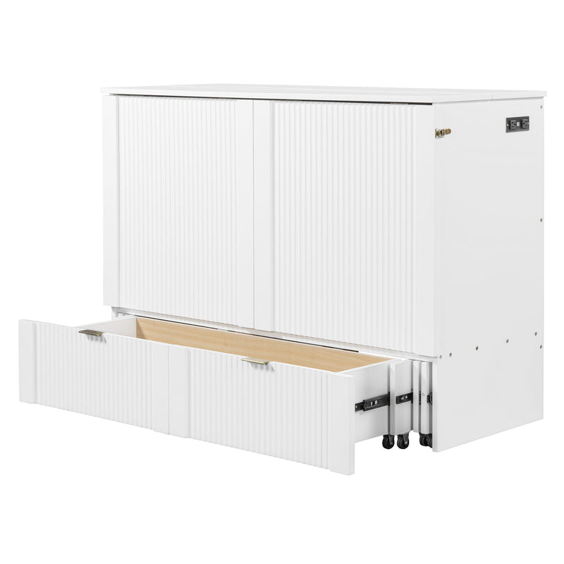 Murphy Bed With Drawer And A Set Of Sockets & USB Ports, Pulley Structure Design