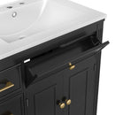 Modern Bathroom Vanity With Ceramic Sink, Freestanding, One Tip Out Drawer, 3 Side Drawers, Adjustable Shelf