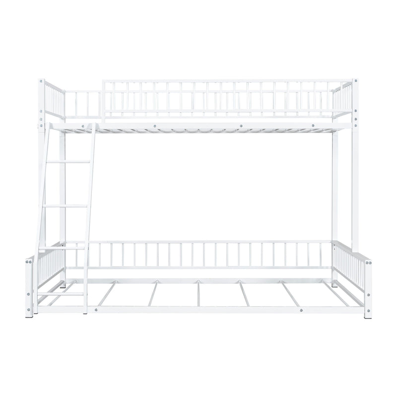 Bunk Bed Frame With Ladder And Safety Guardrails