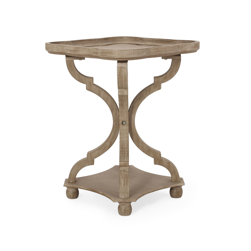 French Country Accent Table With Hourglass Design - Natural