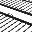 Modern Metal Triple Bunk Bed With Vertical Ladder, Safety Rail, And Storage Shelf - Black